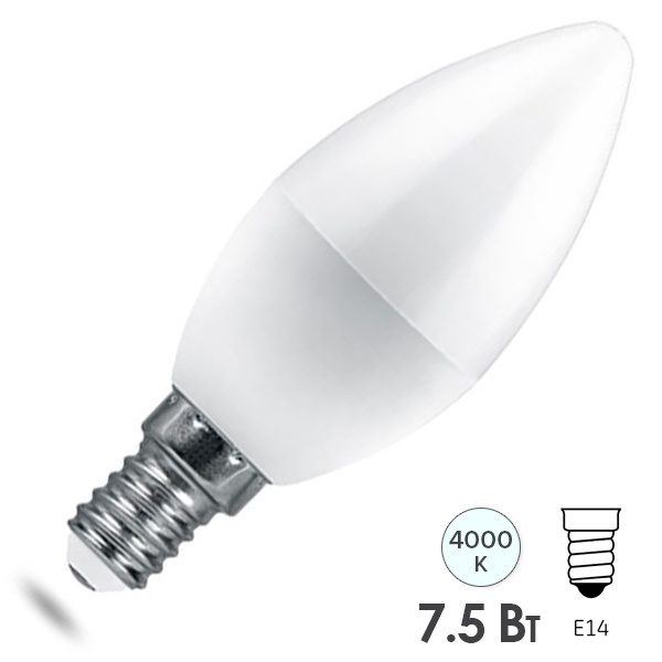 Лампа светодиодная свеча Feron PRO LB-1307 7.5W 4000K 220V E14 используется OSRAM LED холодный свет