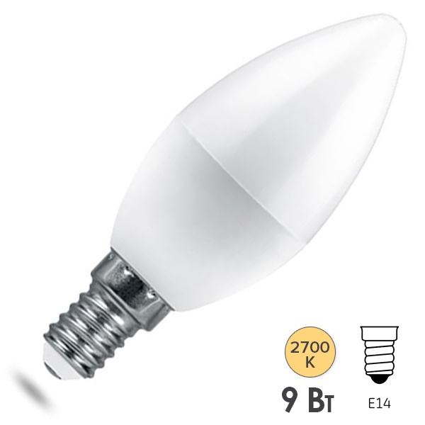 Лампа светодиодная свеча Feron PRO LB-1309 9W 2700K 220V E14 используется OSRAM LED теплый свет