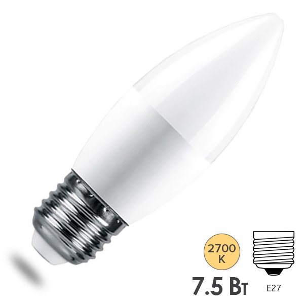 Лампа светодиодная свеча Feron PRO LB-1307 7.5W 2700K 220V E27 используется OSRAM LED теплый свет