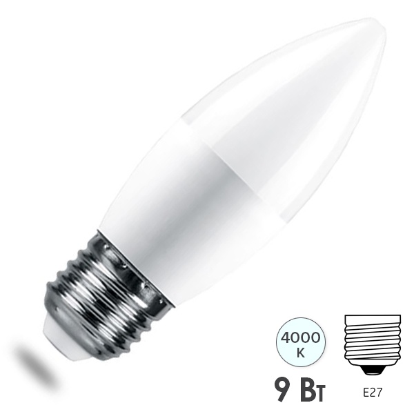 Лампа светодиодная свеча Feron PRO LB-1309 9W 4000K 220V E27 используется OSRAM LED холодный свет