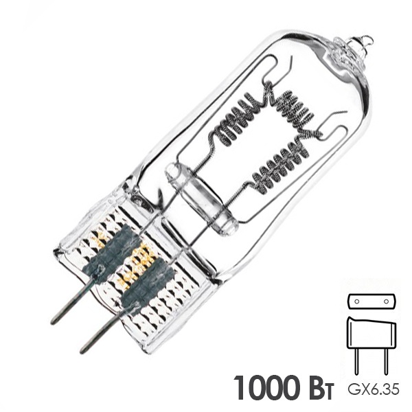 Лампа специальная галогенная Osram 64575 EGY P1/15 1000W 3400K 230V GX6.35 33000lm 15h d24x67.5mm