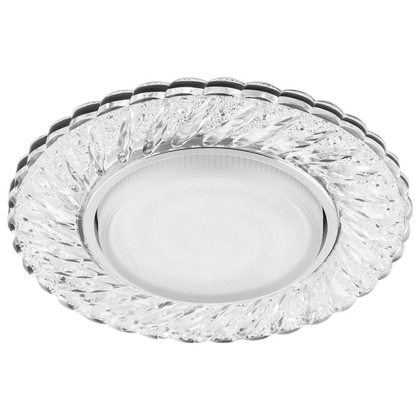 Светильник встраиваемый с белой LED подсветкой Feron CD4021 15W потолочный GX53 без лампы прозрачный