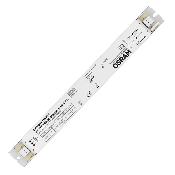 LED драйвер Osram IT FIT 75/220…240/550 D NFC FL 10-75W 54-216V 125-500мА L280x30x16mm