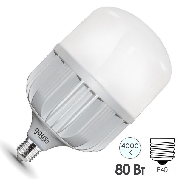Лампа светодиодная Gauss LED Elementary T140 80W 4000K 180-240V E40 6400lm