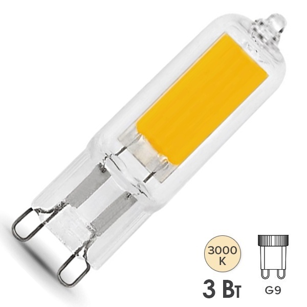 Лампа светодиодная капсула Gauss Elementary AC220-240V 3W 3000K 220V G9 180Lm пластик тепло-белый св