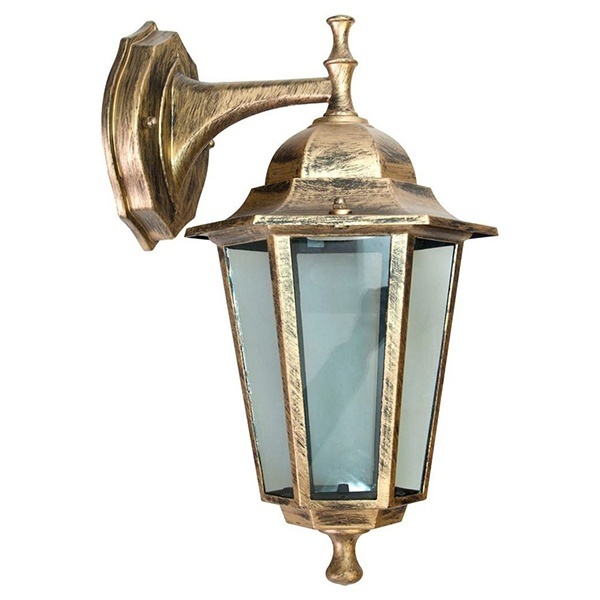 Светильник садово-парковый Классика Feron 6102 E27 170х200х320мм черное золото (на стену вниз)