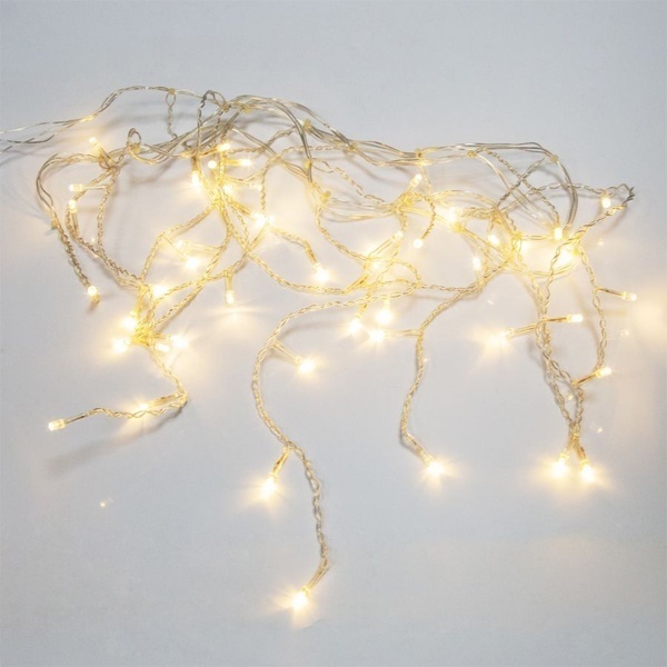 Гирлянда бахрома светодиодная 3х0,8м 200LED 230В теплый белый, прозрачный провод, 8 режимов IP20