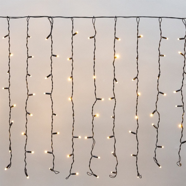 Гирлянда светодиодная Дождь 2х0,8м 160LED 230В теплый белый, постоянное свечение, черный провод IP65