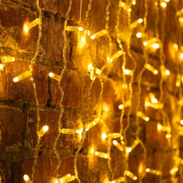 Гирлянда светодиодная Дождь 2x0,8м 160LED 230В теплый белый, эффект мерцания, прозрачный провод IP65