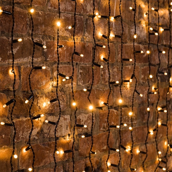 Гирлянда светодиодная Дождь 2x6m 768LED 230V теплый белый, постоянное свечение, черный провод IP65