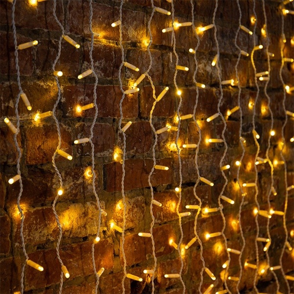Гирлянда светодиодная Дождь 2x6m 768LED 230V теплый белый, эффект мерцания, белый провод IP65