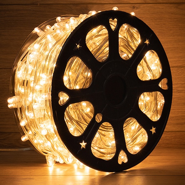 Гирлянда LED Клип-лайт 665LED 12V прозрачный ПВХ, 150мм, цвет теплый белый, Flashing (белый)