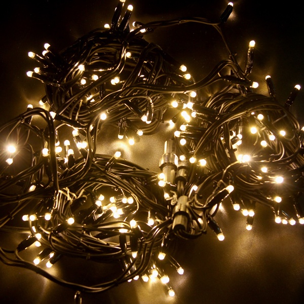 Гирлянда Нить (дюраплей) 200LED 16W 24V эффект мерцания, черный каучук, тёплый белый IP67 бухта 20м