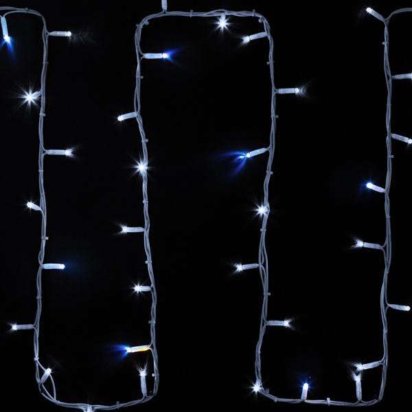 Гирлянда Нить (дюраплей) 200LED 14W 24V, с эффектом мерцания, белый каучук, цвет белый, бухта 20м