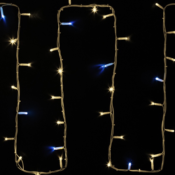 Гирлянда Нить (дюраплей) 200LED 14W 24V, с эффектом мерцания, белый каучук, теплый белый, бухта 20м