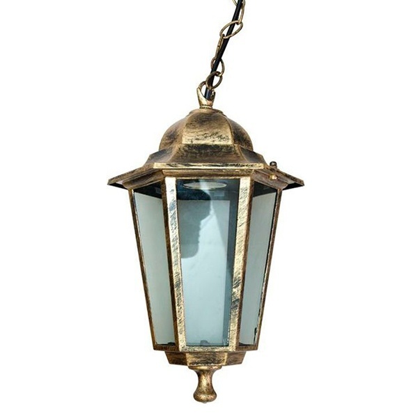 Светильник садово-парковый Классика Feron 6105 E27 170х170х280мм черное золото (на цепи 500мм)