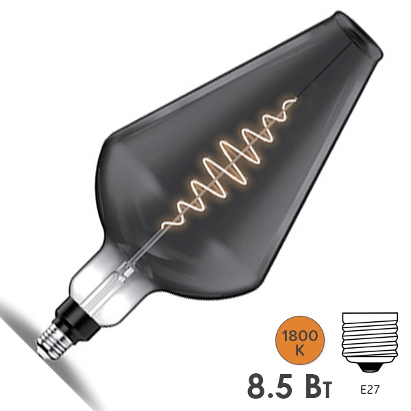 Лампа филаментная светодиодная Gauss Vase 8.5W 1800K E27 165Lm серый спираль