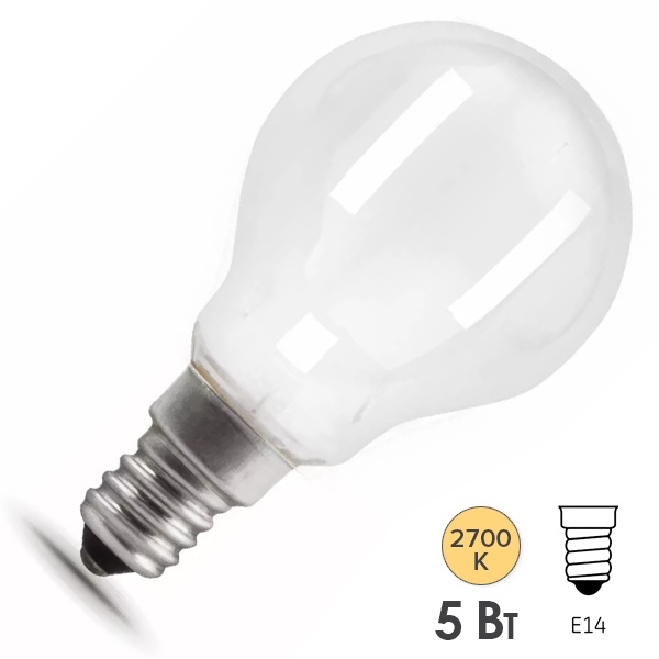 Лампа филаментная светодиодная шарик Gauss Black 5W 2700K 220V E14 матовая opal