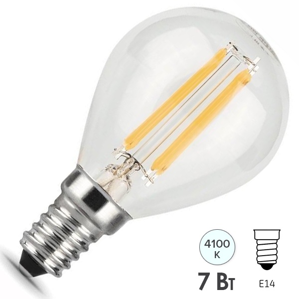 Лампа филаментная светодиодная шарик Gauss Black 7W 4100K 220V E14 прозрачная