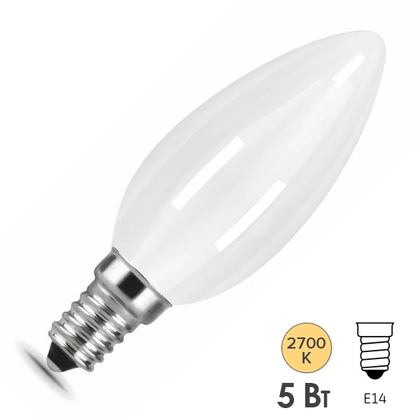Лампа филаментная светодиодная свеча Gauss Black 5W 2700K 220V E14 опал