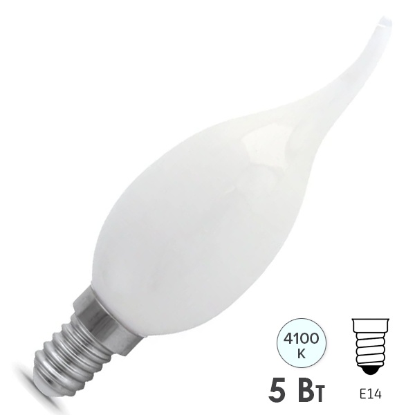 Лампа филаментная светодиодная свеча на ветру Gauss Black 5W 4100K E14 матовая