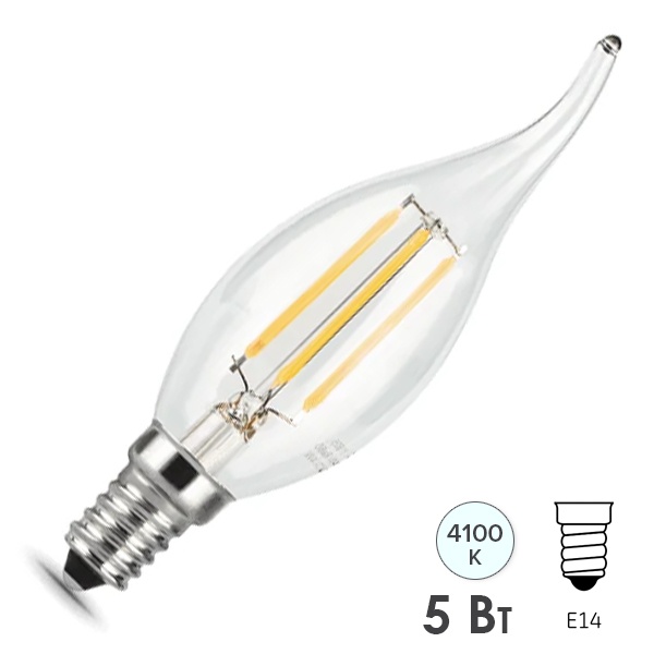 Лампа филаментная светодиодная свеча на ветру Gauss Black 5W 4100K 220V Е14