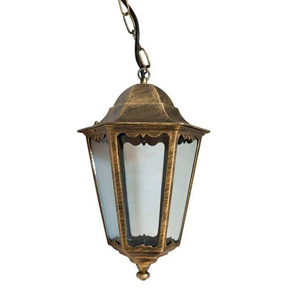 Светильник садово-парковый Классика Feron 6205 E27 195х195х310мм черное золото (на цепи 500мм)