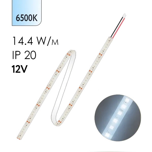 Лента светодиодная Gauss 5050/60-SMD 14.4W/m 12V DC холодный белый IP20 (упаковка 5м)
