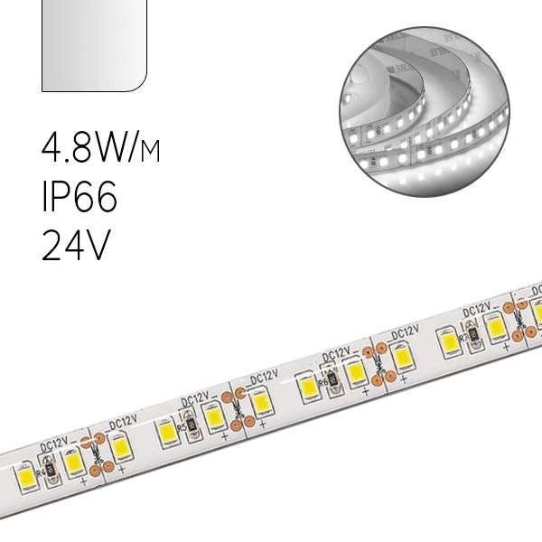 Лента светодиодная Gauss 2835/60-SMD 4.8W/m 12V DC холодный белый IP66 (упаковка 5м)