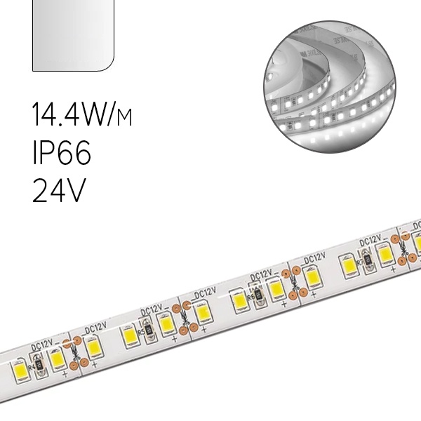 Лента светодиодная Gauss 5050/60-SMD 14.4W/m 12V DC холодный белый IP66 (упаковка 5м)