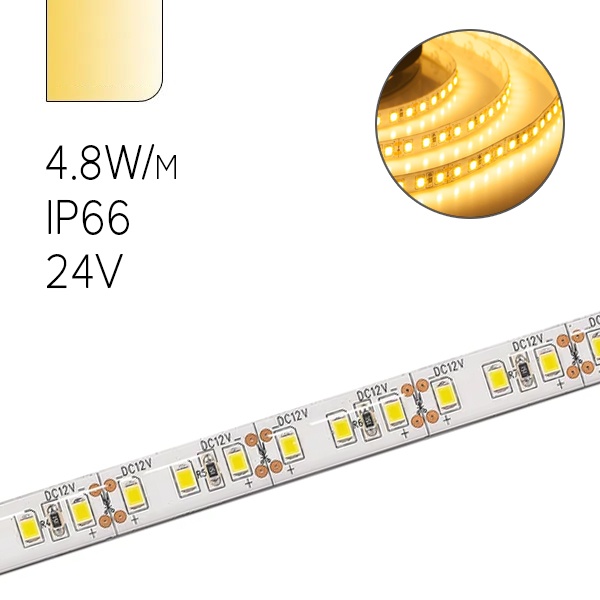 Лента светодиодная Gauss Elementary 2835/60-SMD 4.8W/m 12V DC IP66 теплый белый (упаковка 5м)