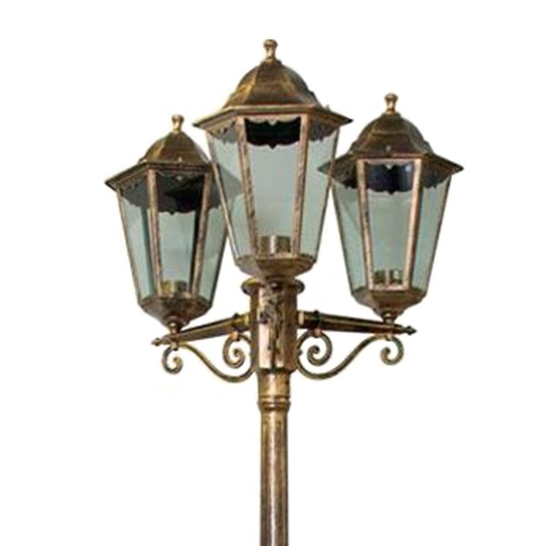 Светильник садово-парковый Классика Feron 6215 3xE27 590х590х2200мм черное золото (столб 2200мм)