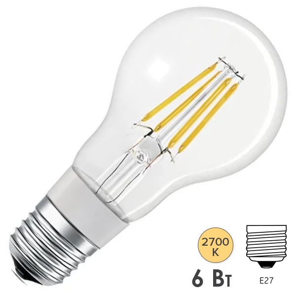 Светодиодная лампа Ledvance Smart+ Filament Classic DIM 6W (замена 60W) 2700K E27