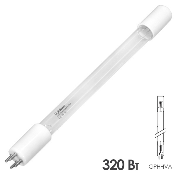 Лампа амальгамная LightTech GPHHVA 1554T6L/4 320/105 320W 2,1A L1554mm