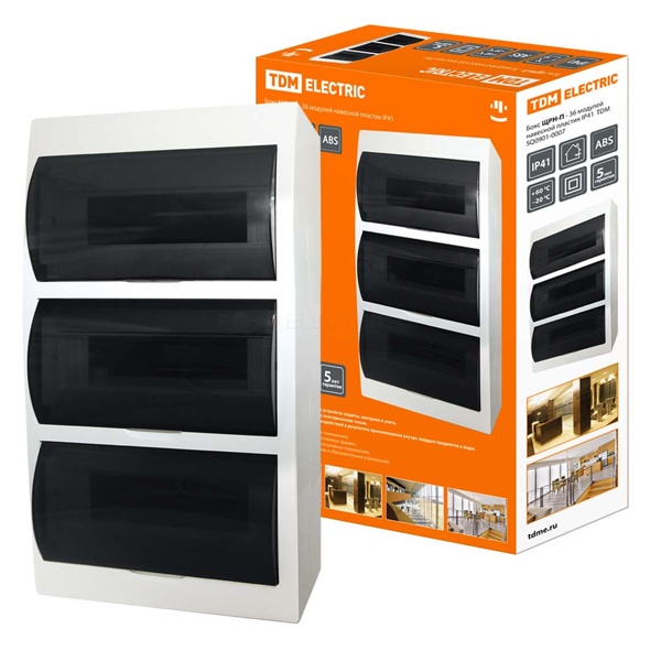 Щит навесной TDM ЩРН-П-36 (3x12) модулей пластик IP41 белый (электрический шкаф)