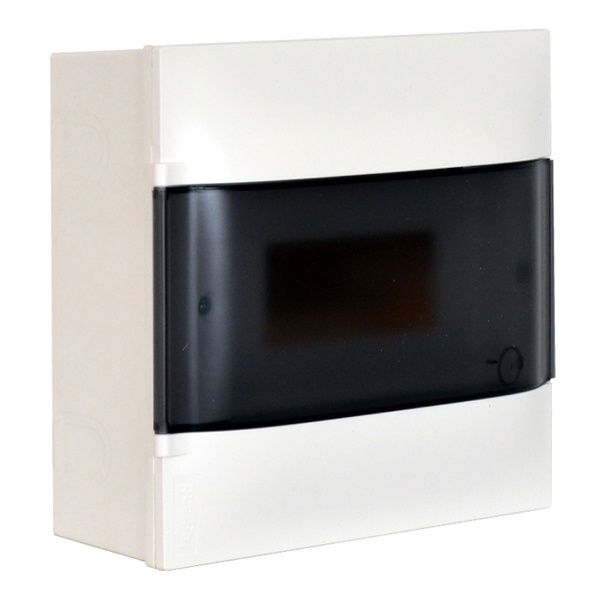 Щиток пластиковый накладной Legrand Practibox S 8 модулей дымчатая дверь шины N+PE