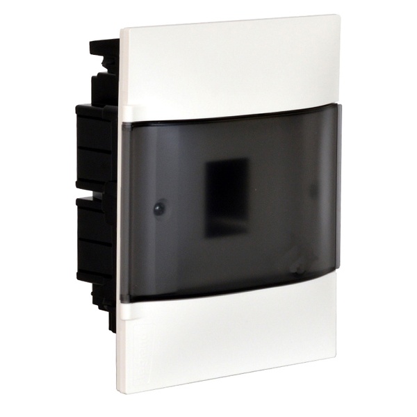 Щиток пластиковый встраиваемый (в полые стены) Legrand Practibox S 4 модуля дымчатая дверь шины N+PE