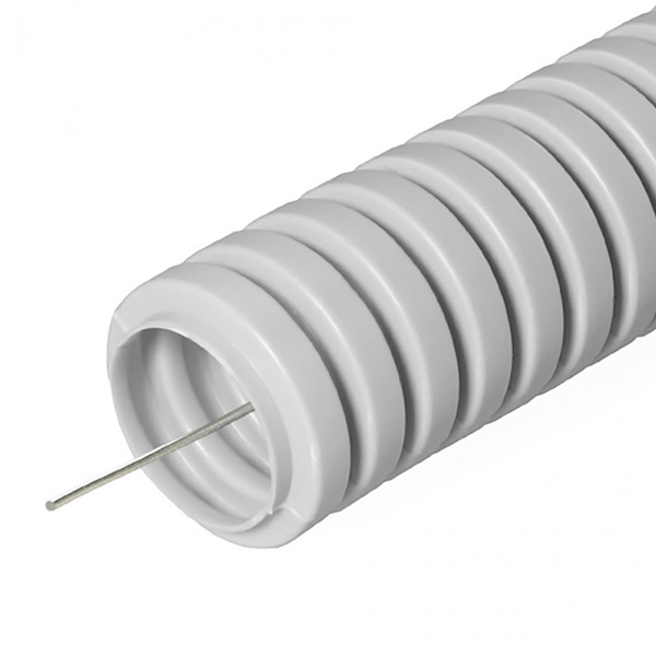 Труба гофрированная ПП Экопласт HFFR 25 мм лёгкая трудногорючая без галогена серая [упак.50м] (гофра для кабеля)