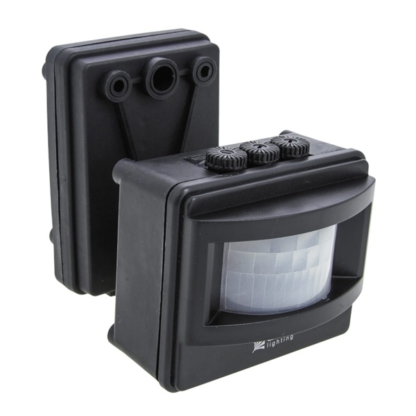 ИК датчик движения EKF PROxima MS-01 черный на прожектор 1200Вт 120гр. до 12м IP44