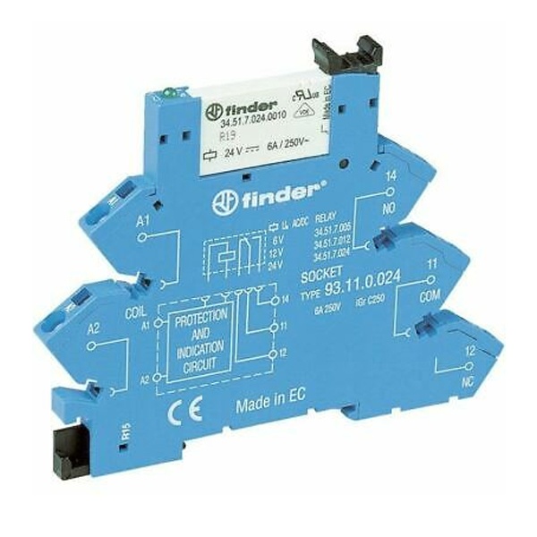 Розетка Finder с безвинтовыми клеммами (с пружинным зажимом) для реле серии 34 (12/24В DC)