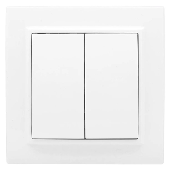 Переключатель 2-клавишный EKF Basic 10А IP20 Минск белый