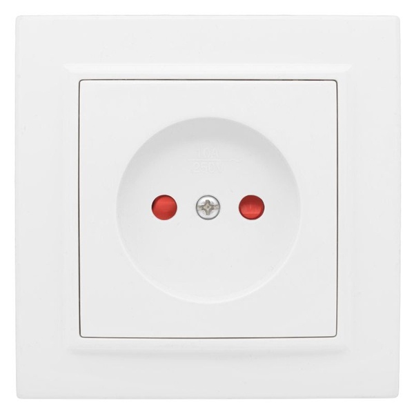 Розетка 1-местная без заземления со шторками EKF Basic 10А IP20 Минск белый