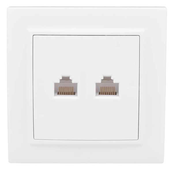 Розетка EKF Basic RJ-45 2-местная IP20 Минск белый