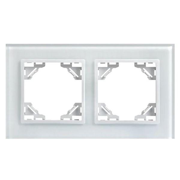 Рамка 2-местная EKF Basic Минск стеклянная белая