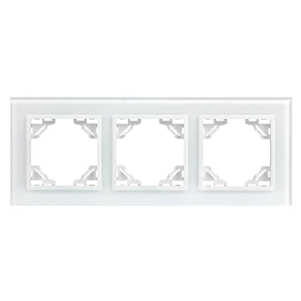 Рамка 3-местная EKF Basic Минск стеклянная белая