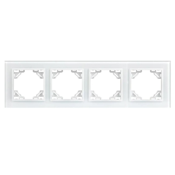 Рамка 4-местная EKF Basic Минск стеклянная белая