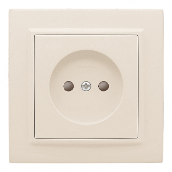 Розетка 1-местная без заземления со шторками EKF Basic 16А IP20 Минск бежевый