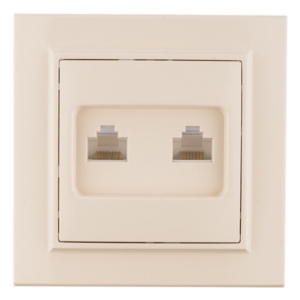 Розетка EKF Basic RJ-45 2-местная IP20 Минск бежевый