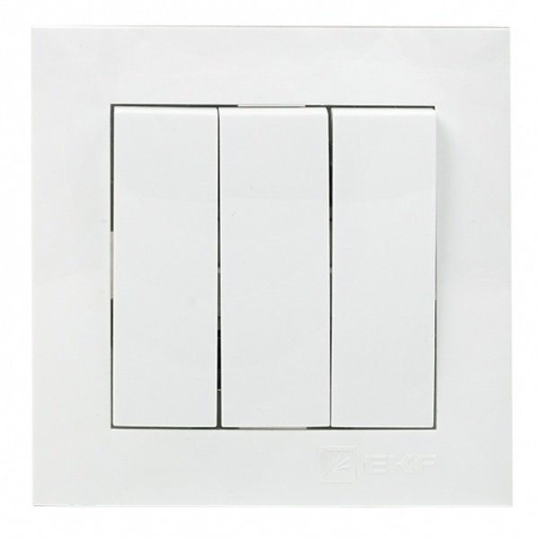 Выключатель 3-клавишный EKF PROxima 10А IP20 Валенсия белый