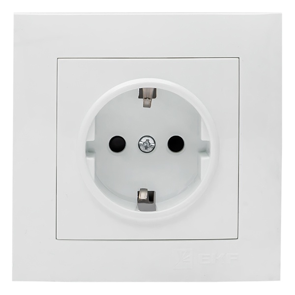 Розетка 1-местная с заземлением со шторками EKF PROxima 16А IP20 Валенсия белый